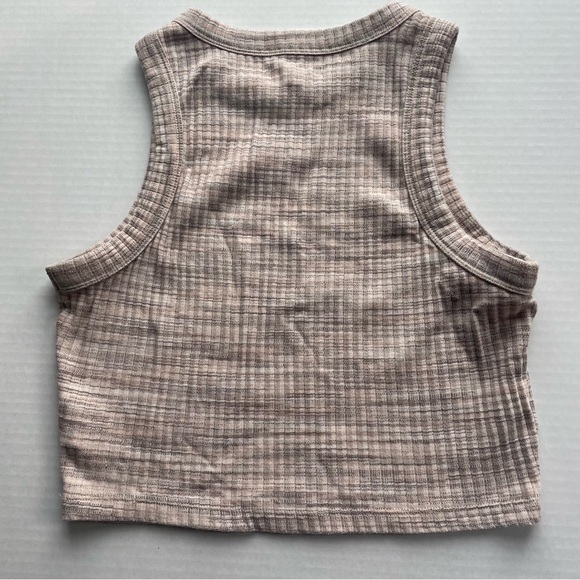 Madewell Brightside Rib Cutaway Crop Tank Peachy Spacedye Size M EUC - Picture 3 of 6